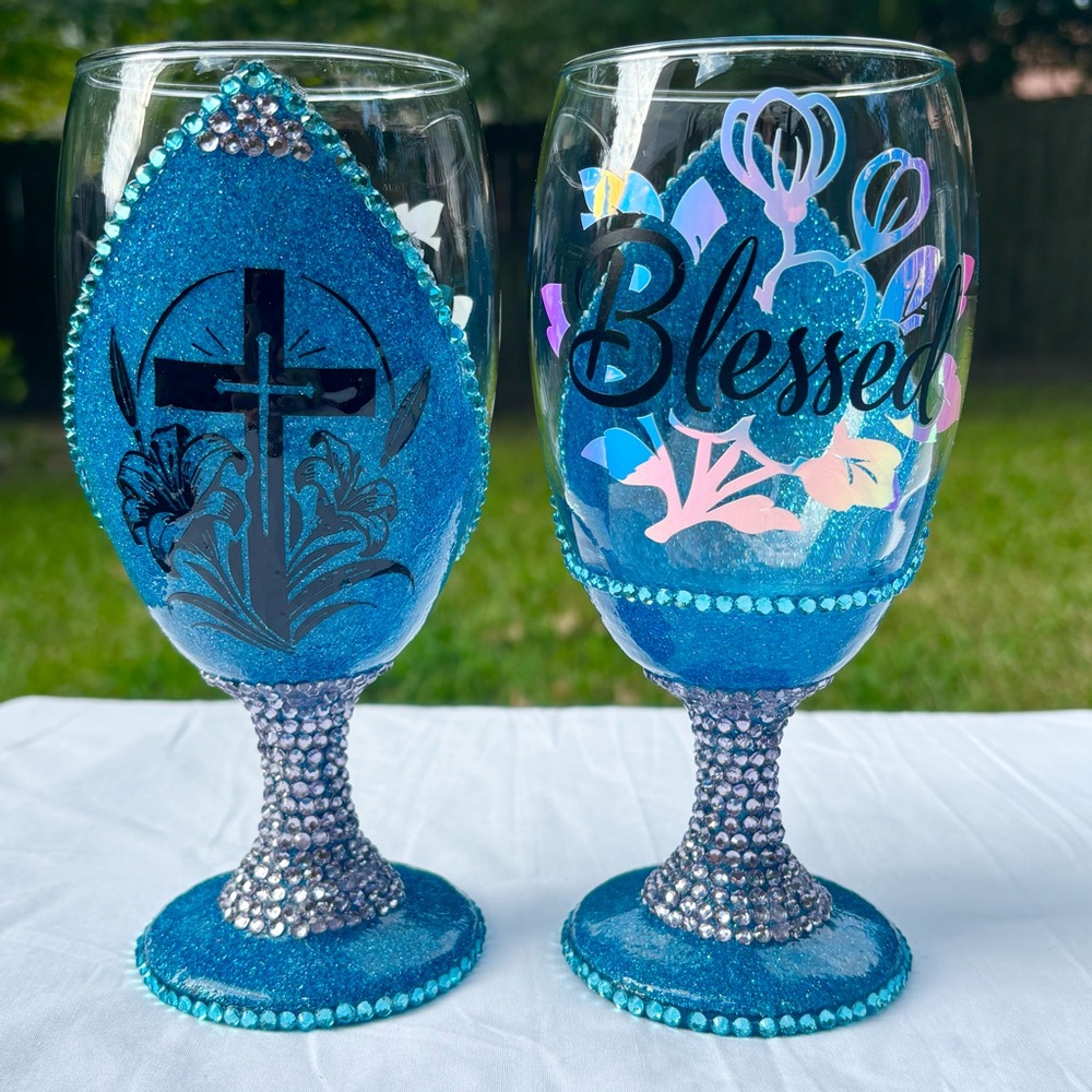 Inspirational Elegant Dinner Party Water Drinking Glass Set Of 2 Aqua 16oz